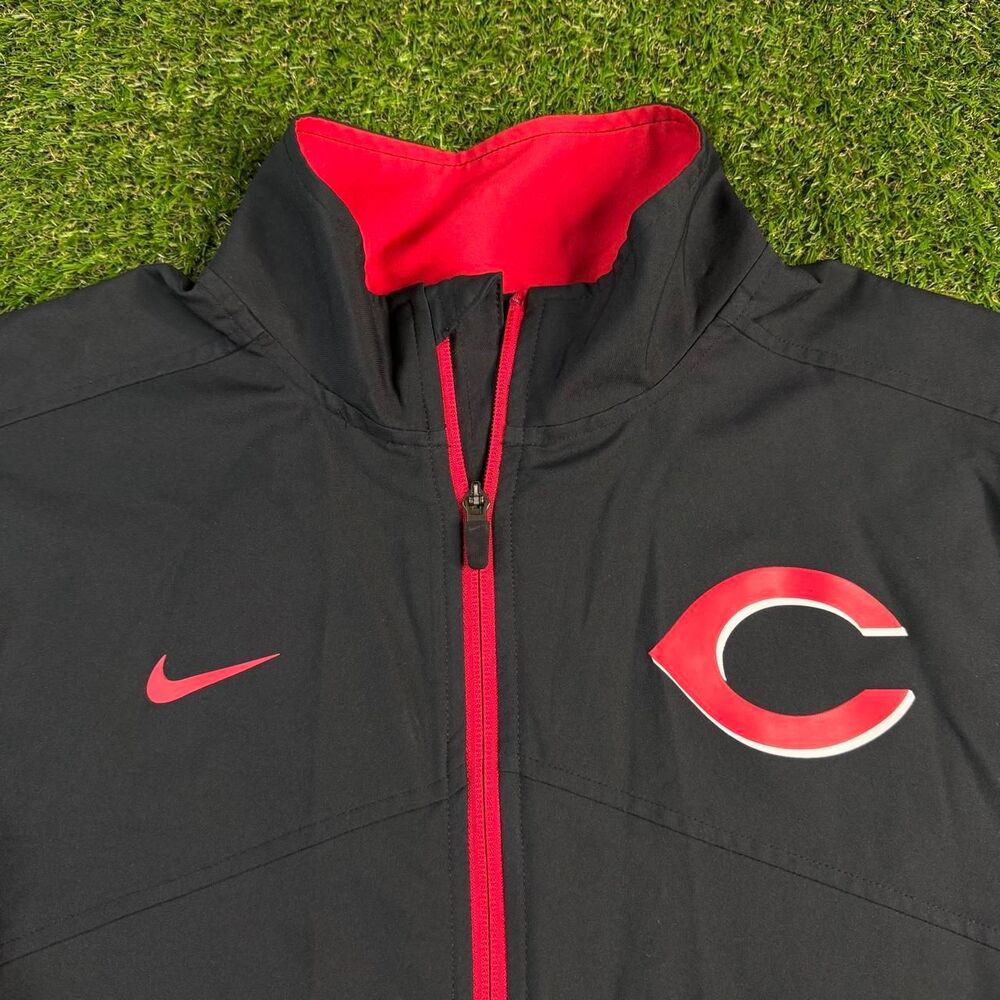 Nike Cincinnati Reds Dri-Fit Windbreaker Large Black Warm Up MLB Baseball